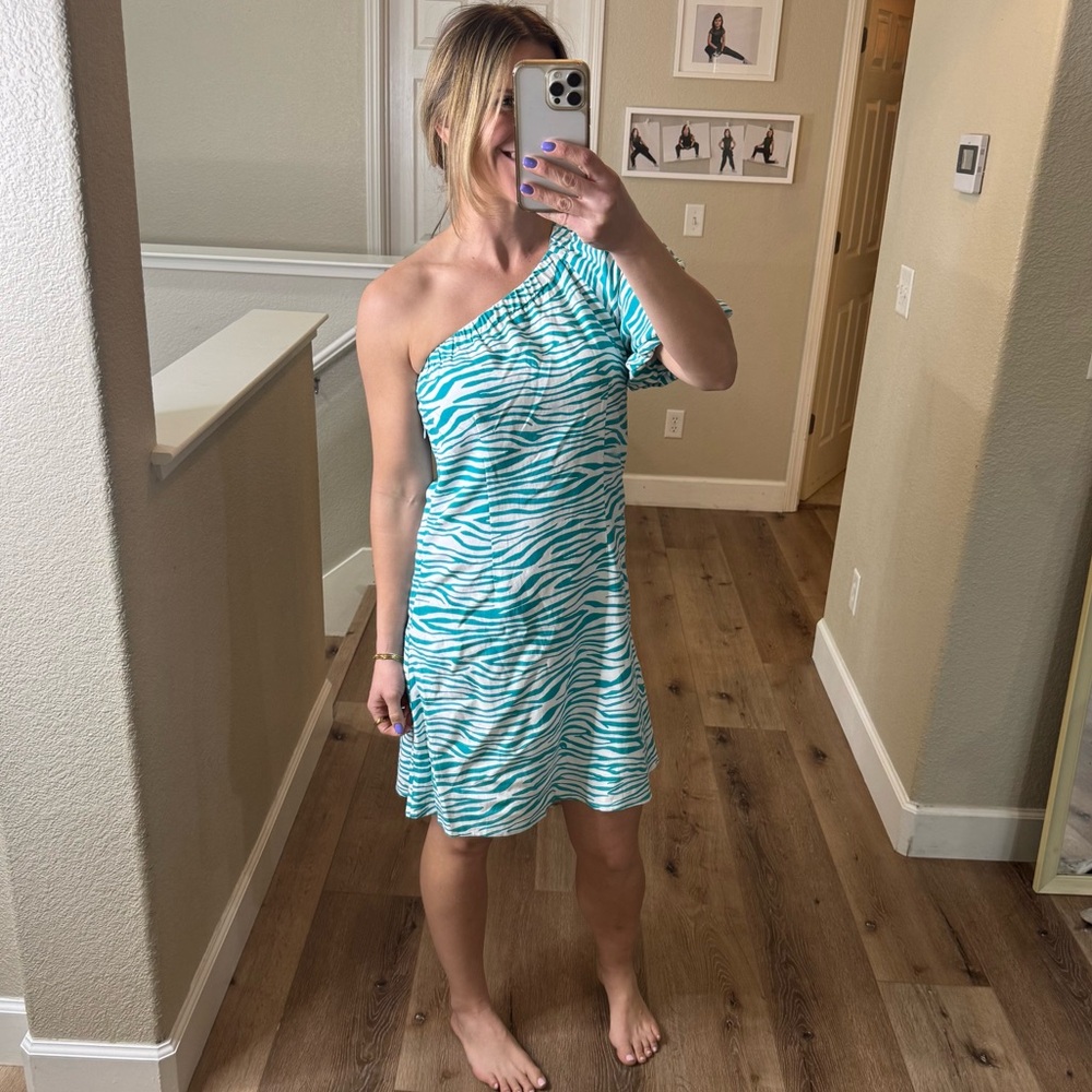 BarIII zebra Print one shoulder dress